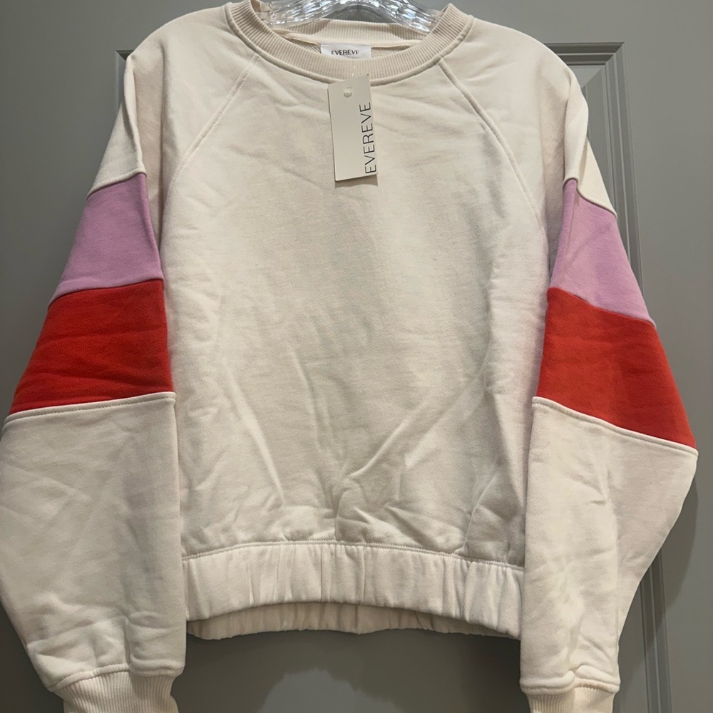 Evereve Colorblock Sweatshirt - Cream, Red, Purple